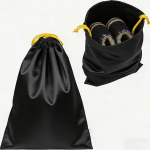 GETYEA-Waterproof Drawstring Bag-Versatile Storage and Packing Solution for Golf Shoes-Travel Essentials Unisex Design-Size 10 x 19 Inches Durable Waterproof Material-Black Sneaker Bag