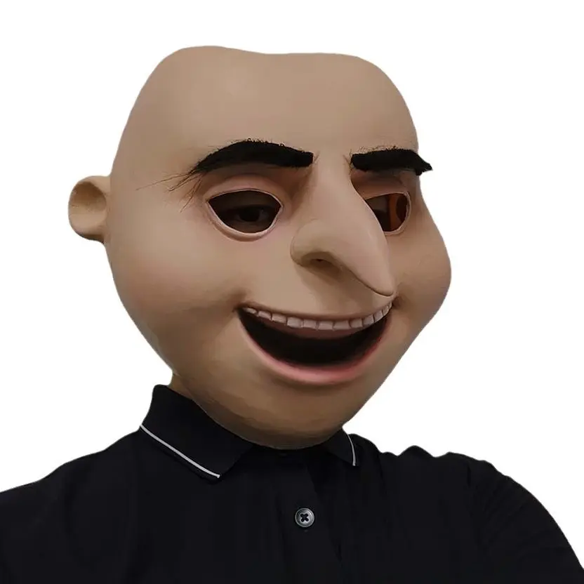 Gru Full Face Lightweight Latex Mask - Adult Bald Villain Cosplay Accessory with Striped Scarf, Novelty Party Holiday Despicable Me Fashion Face Covering, Accessories, Creative Masks, 24 X 25 X 27 Cm, Festival Mask