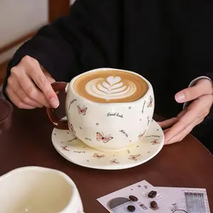 Japanese Style Coffee Cup Set, High Aesthetic Irregular Design, Ceramic Gift Mug, Home Use, Unique Handmade Drinkware