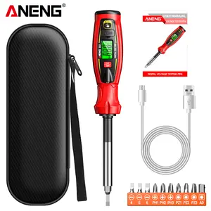 【FathersDayGift】ANENG B21 2-in-1 Digital Voltage Tester Screwdriver, Non-Contact NCV AC Voltage Detector with LCD Display, Live/Neutral Wire Tester with Replaceable Bits, Rechargeable for Electricians