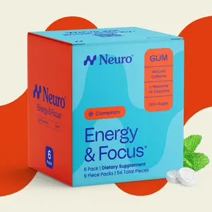 Neuro Cinnamon Energy & Focus Gum - Sugar Free with Natural Caffeine, L-theanine, Vitamin B12 & Vitamin B6 Neuro Cinnamon Energy & Focus Gum - Sugar Free with Natural Caffeine, L-theanine, Vitamin B12 & Vitamin B6