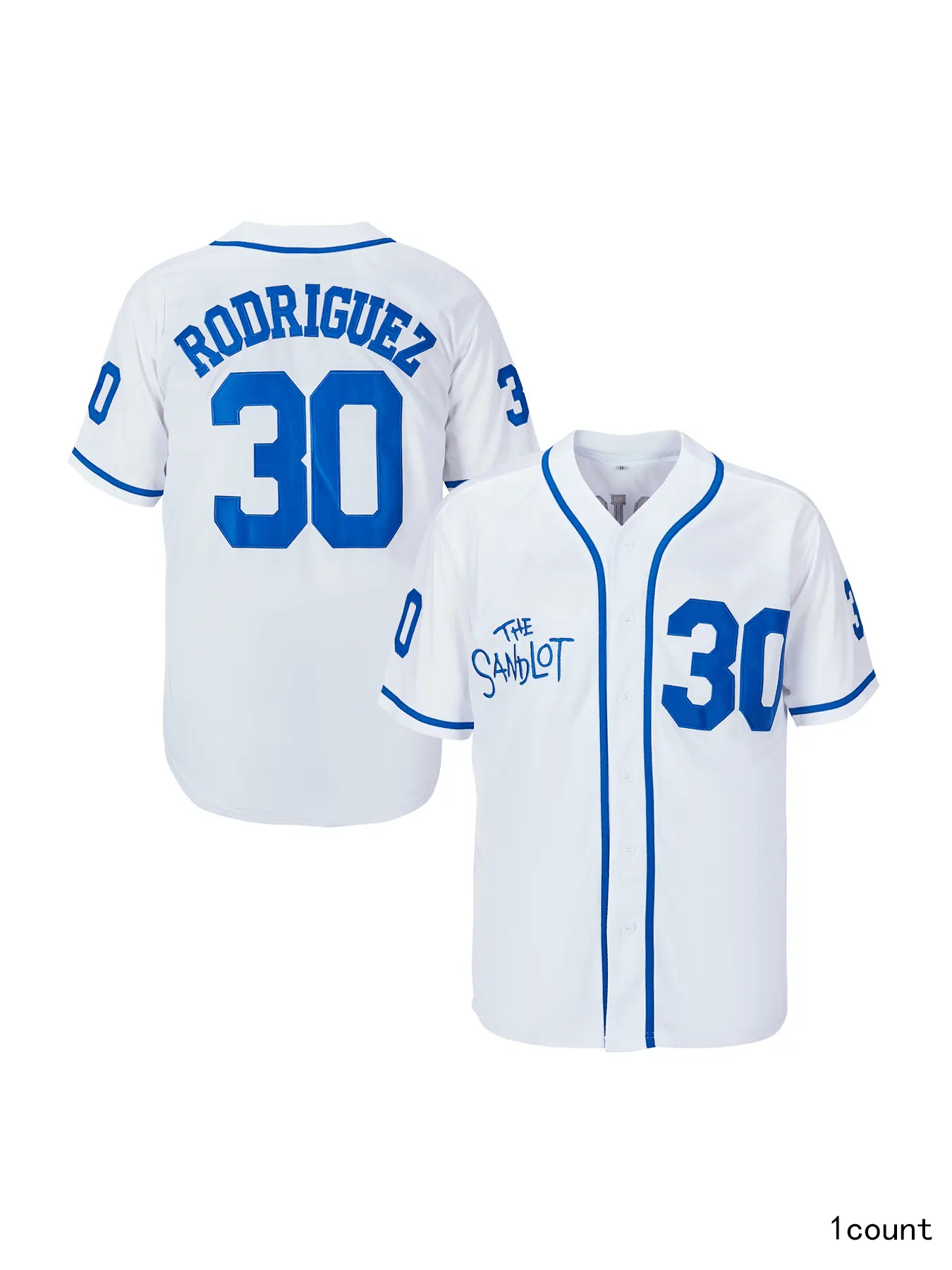 Men's Casual Baseball Top, 90s Retro Sandlot-Inspired Sports Style Shirt, Stitched Rodriguez #30 Logo and Number, Casual Baseball Jersey, Sports Style Jersey, Crewneck Jersey