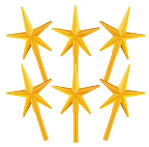 6 Pieces Ceramic Christmas Tree Star Replacement Light Ceramic Tree Star Ornament Christmas Tree Replacement Light Bulbs for Ceramic Tree Accessories (Yellow)