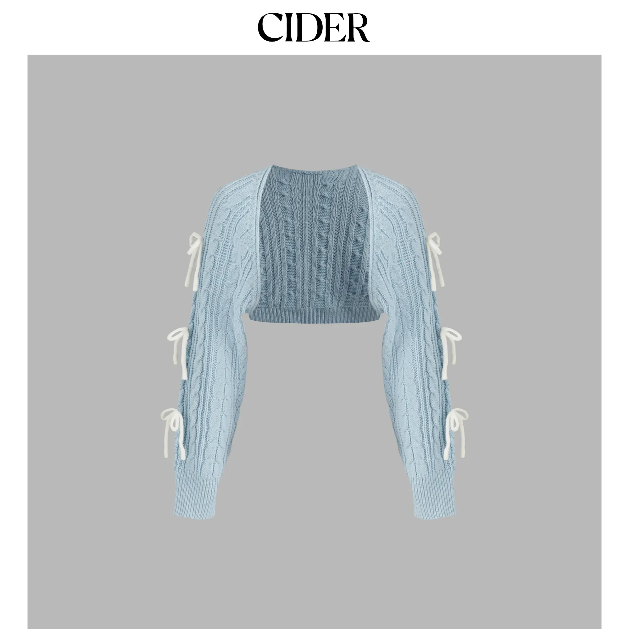 Cider Women's Cable Knit Bowknot Long Sleeve Shrug - Knitwear, 3 Colors, Size Range 0-10, Longsleeves, Tops, Casual
