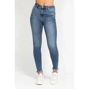 Skinny Jean Shark Bite Destroyed Bottom Judy Blue Jeans