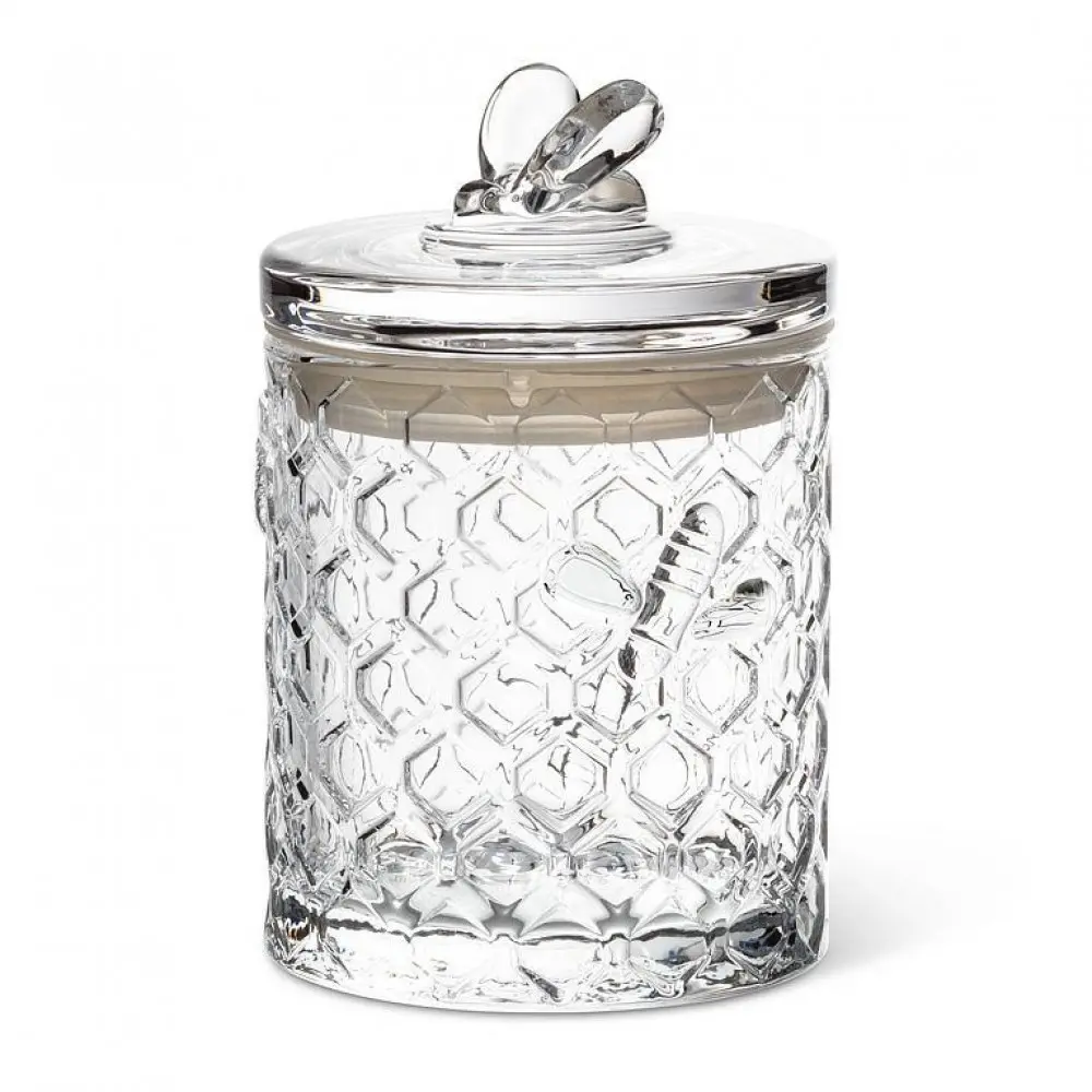 MDR Trading Inc. AB-27-BILLYBEE-093Q01 Glass Food Storage Jar, Silicone-Sealed Lid With Honeycomb Pattern & Bee Design, Home Organiser For Kitchen Bottles & Containers