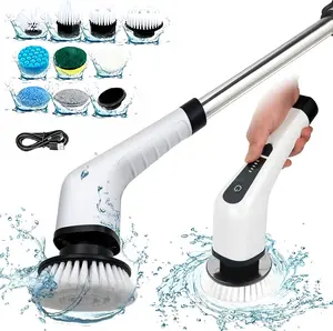 Cordless Electric Spin Scrubber,  Shower    Scrubber Cleaner  ,  5-Speed, 9 Replaceable Brush Heads, Adjustable Handle, IPX7 Waterproof, Deep Clean Bathroom, Kitchen, Tub, Tile, Shower, Toilet, Car, Tile Scrubber, , Trending Cleaning Tool
