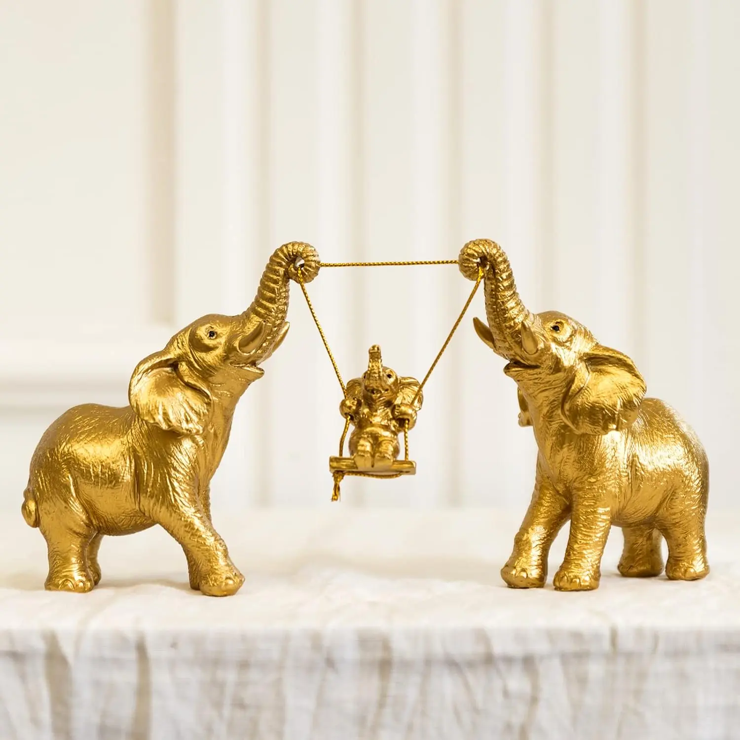 Elephant Statue For Home Decor.Gold Elephant Decor For Living Room,Office,Shelf,Table Centerpiece Decorations.Elephant Gifts for Women,Mom.Good Luck Elephant Figurines.Home Decor Living Room.Gold
