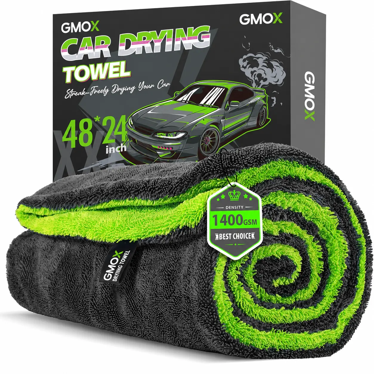 GMOX 48"x24" Microfiber Car Drying Towel, 1400GSM Extra Large Dual Sided Twisted Yarn Super Absorbent Auto Wash Towel, Lint-Free Streak-Free Scratch-Free Car Detailing Cloth for SUV Truck All Vehicles,back to school,back to school haul