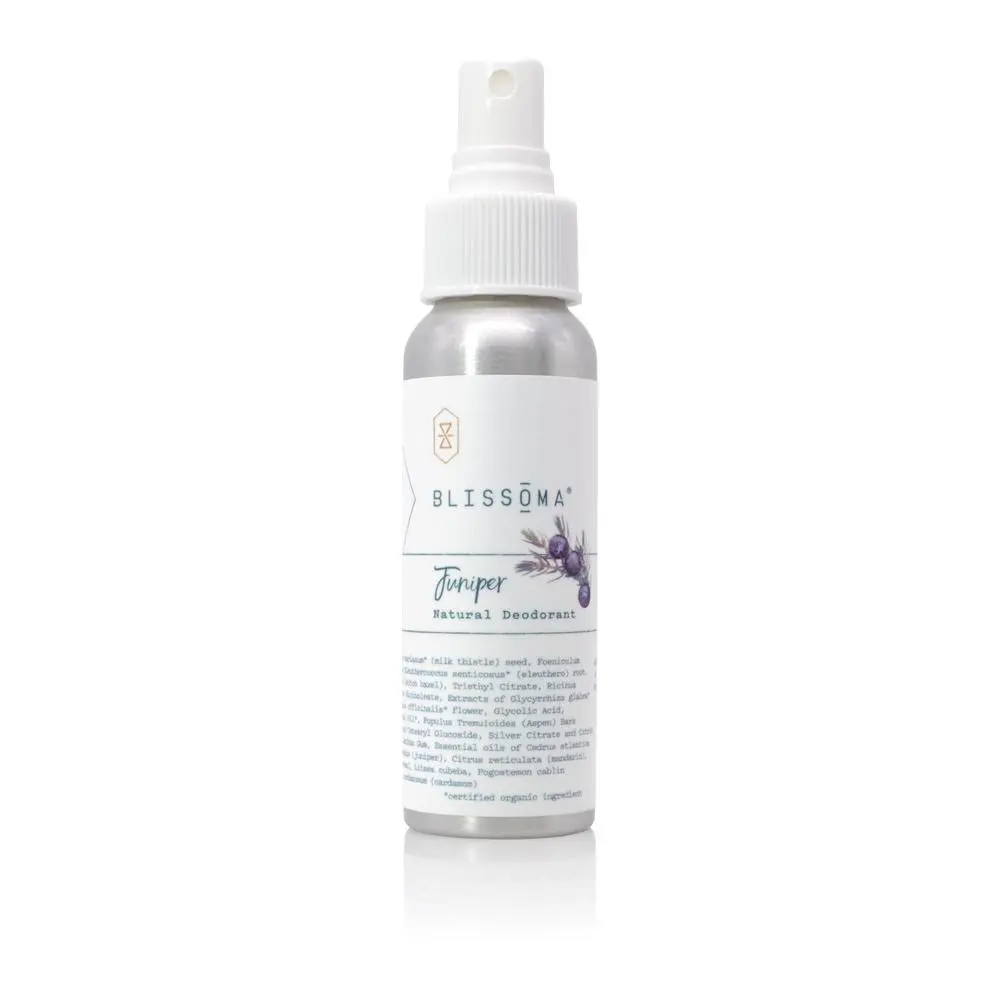 BLISSOMA Natural Juniper Aromatic Deodorant Spray, Organic Blend Body Care Product, 72g, Suitable for All Skin Types, Glycolic