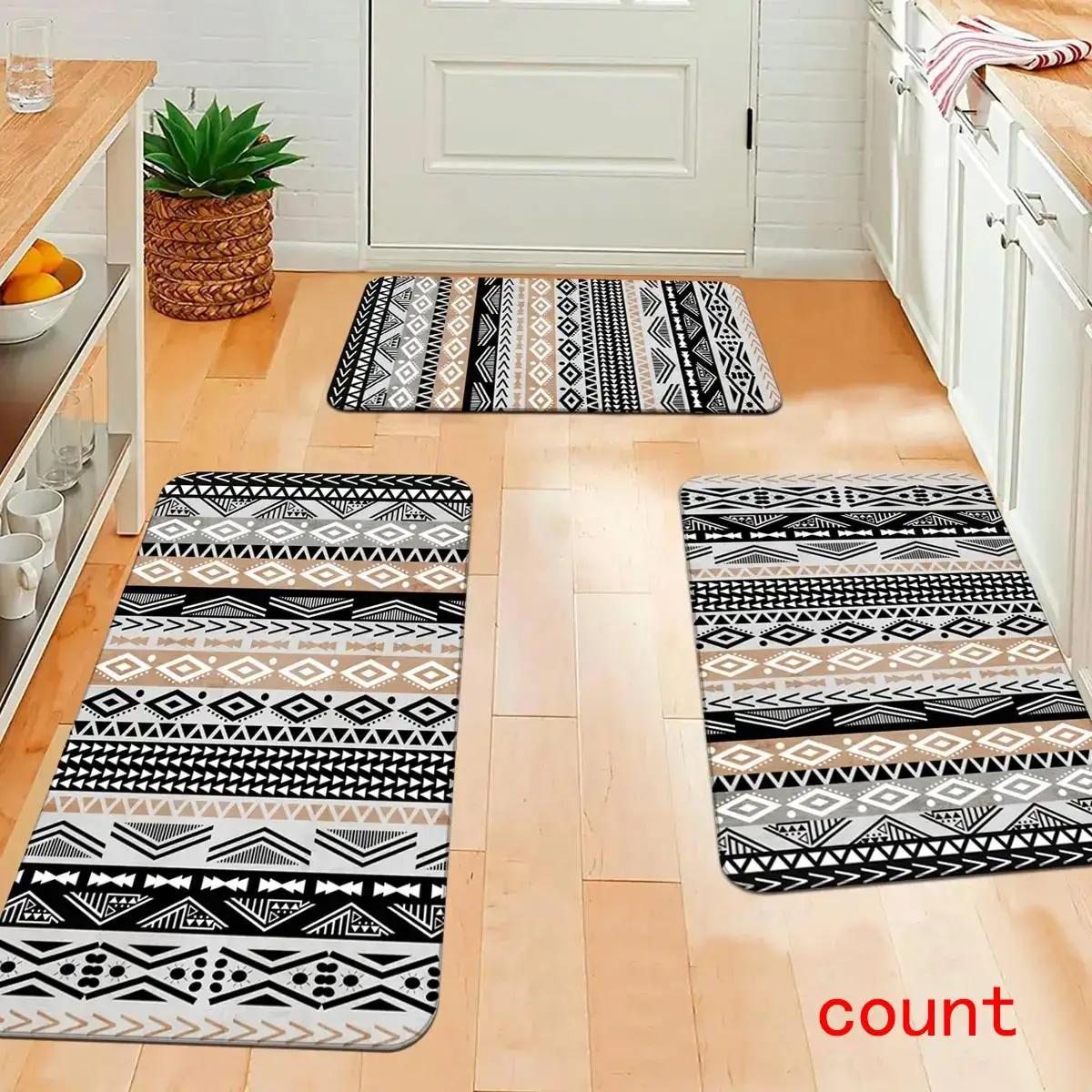 1 Piece Boho Style Floor Mat, Non-slip Kitchen Rug, Absorbent Wear-resistant Kitchen Mat, Household Bath Mat, Decorative Rug for Home