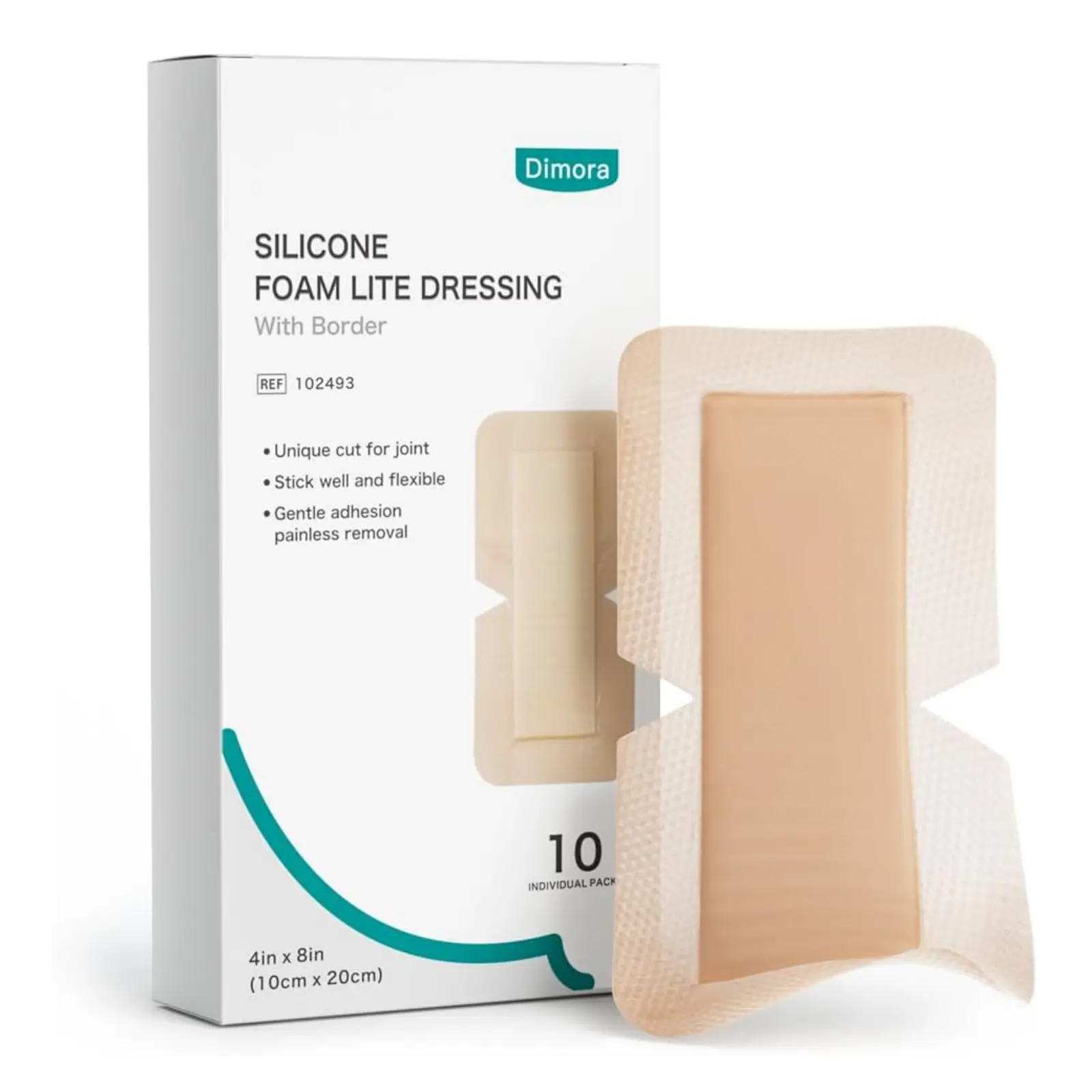 (HSA/FSA Eligible) Dimora Medical-Grade Silicone Foam Dressing, Self-Adhesive Antibacterial Wound Pad, Hypoallergenic Soft Silicone Dressing, 15X Liquid Absorbency, for Moist Wound Healing and Elbow, Shoulder & Knee Wound Care tiktokshopbacktoschool