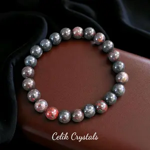 Bloodstone Jasper Bracelet 8mm, 10mm Natural Stones Stretches Bead Bracelet for Men or Women Grounding And Protecting Energy Crystal Jewelry