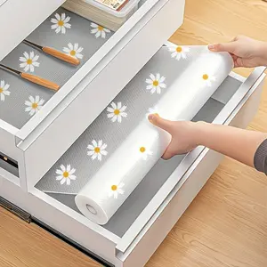 Daisy Design Waterproof Cabinet Shelf Liner, Easy Clean Plastic Pad, Anti-Slip Durable Rack Mat, Cuttable for Kitchen Fridge Table Drawer Organization