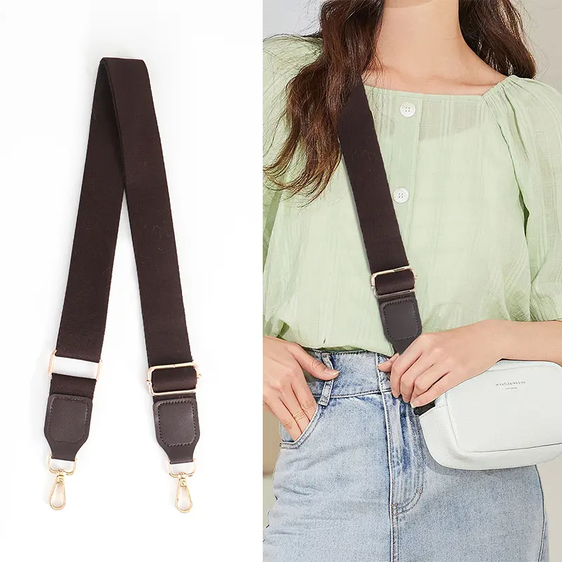 Bag Accessories, Wide 3.8cm Cotton Casual Adjustable Strap Replacement for Handbags & Crossbody with Light Gold Hardware