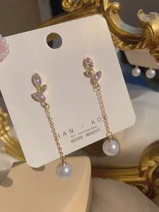 Elegant Pearl Embellished Dangle Earrings Set, Delicate Design for Face Enhancement, Perfect for Dates and Daily Commute, Stylish Accessory