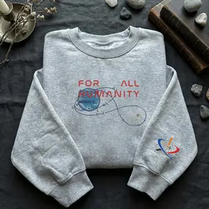 Artemis II Embroidered Crewneck Sweatshirt, Space Exploration Hoodie,Vintage Style Earth and Moon Orbit Shirt, Astronomy Lover Gift,Science Apparel