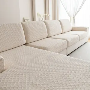 1pc Diamond Pattern Universal Elastic Sofa Cushion Cover, Modern Anti-Slip Soft Sofa Protector, Elastic Sofa Slipcover, Suitable for L-Type and 1234 Seat Sofas
