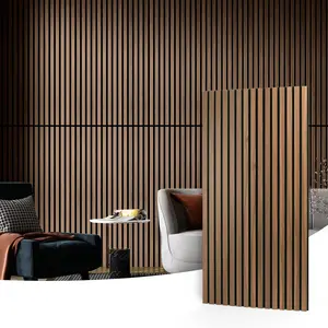 2  Slat Acoustic Panels for Wall and Ceiling -  Fluted Sound Absorbing Panel with  Finish - Walnut