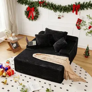 ORHOPUI Modern Boneless Recliner Cushion Sofa Bed Single Seater Living Room Soft Coarse Fabric No Assembly 3 Free Throw Pillows boneless  round  chair