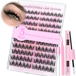 zanlufly Natural Lash CLusters C Curly Wispy Eyelash CLusters Short Anime Lash Extension Kit Makeup 9-13MM Lash Extensions Kit Cosmetic FallFreshness