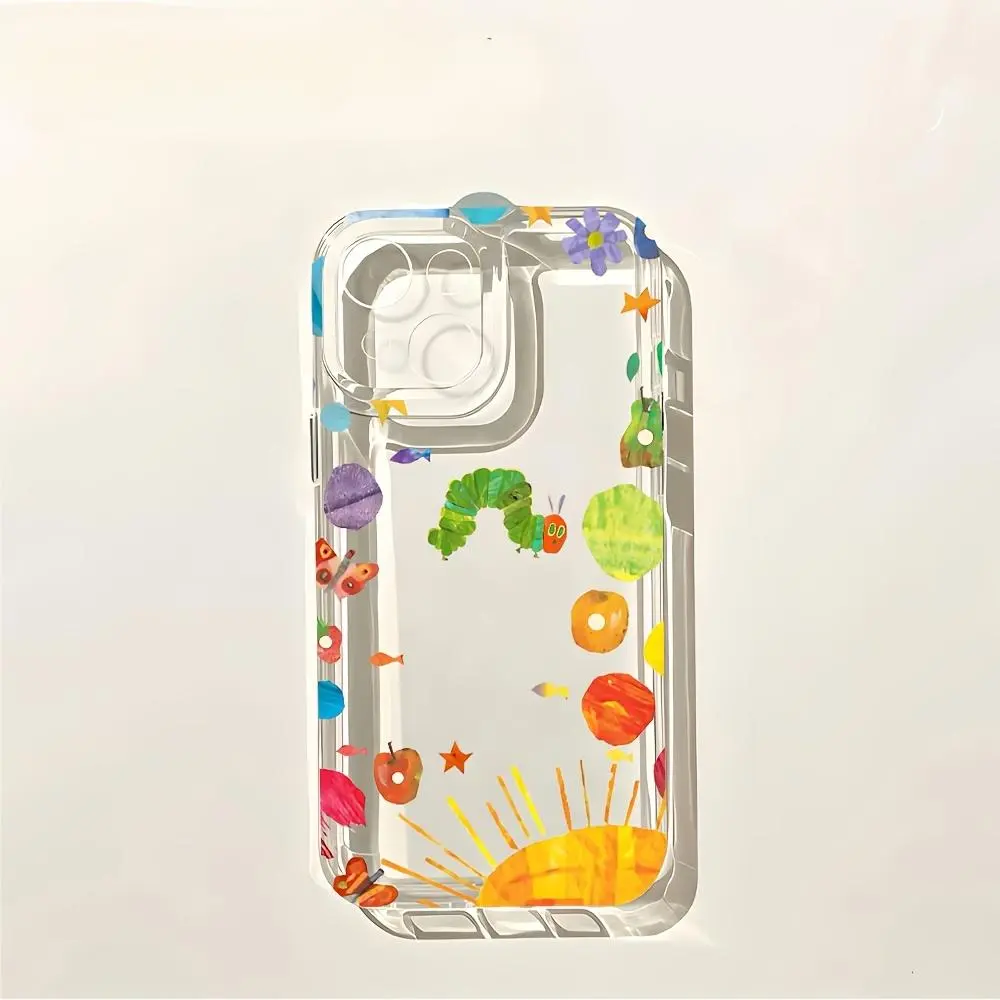 Very Hungry Caterpillar Phone Case Cover, Compatible with iPhone 17 16 15 14 13 12 11 Pro Max Plus & Samsung Galaxy S26 S25 S24 S23 Ultra, Clear Tpu Material, Flexible & Durable Design,Halloween,Horror,Character,Silicone,Christ,high-definition,transparent