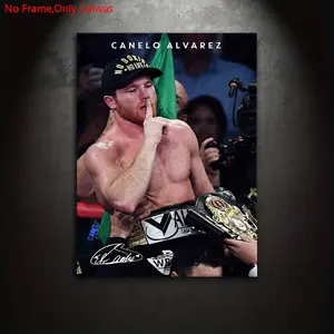 1 piece/set of frameless canvas painting print poster, classic realistic art, Boxing theme art, professional boxer Canelo Alvarez, gift for sports enthusiasts, gift for bedroom, living room, mural, wall decoration, Unframed Wall Art