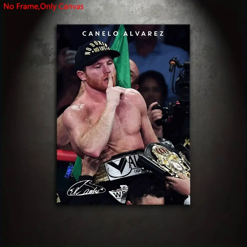 1 piece/set of frameless canvas painting print poster, classic realistic art, Boxing theme art, boxer Canelo Alvarez, gift for sports enthusiasts, gift for home, wall decoration, Artwork, Unframed Wall Art