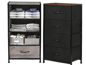 LIANTRAL Dresser for Bedroom, Fabric Dresser with 4 Drawers, Small Chests of Drawers for Closet, Living Room, Hallway, Entryway, Dorm, Storage Tower with Sturdy Steel Frame & Wood Top, Black
