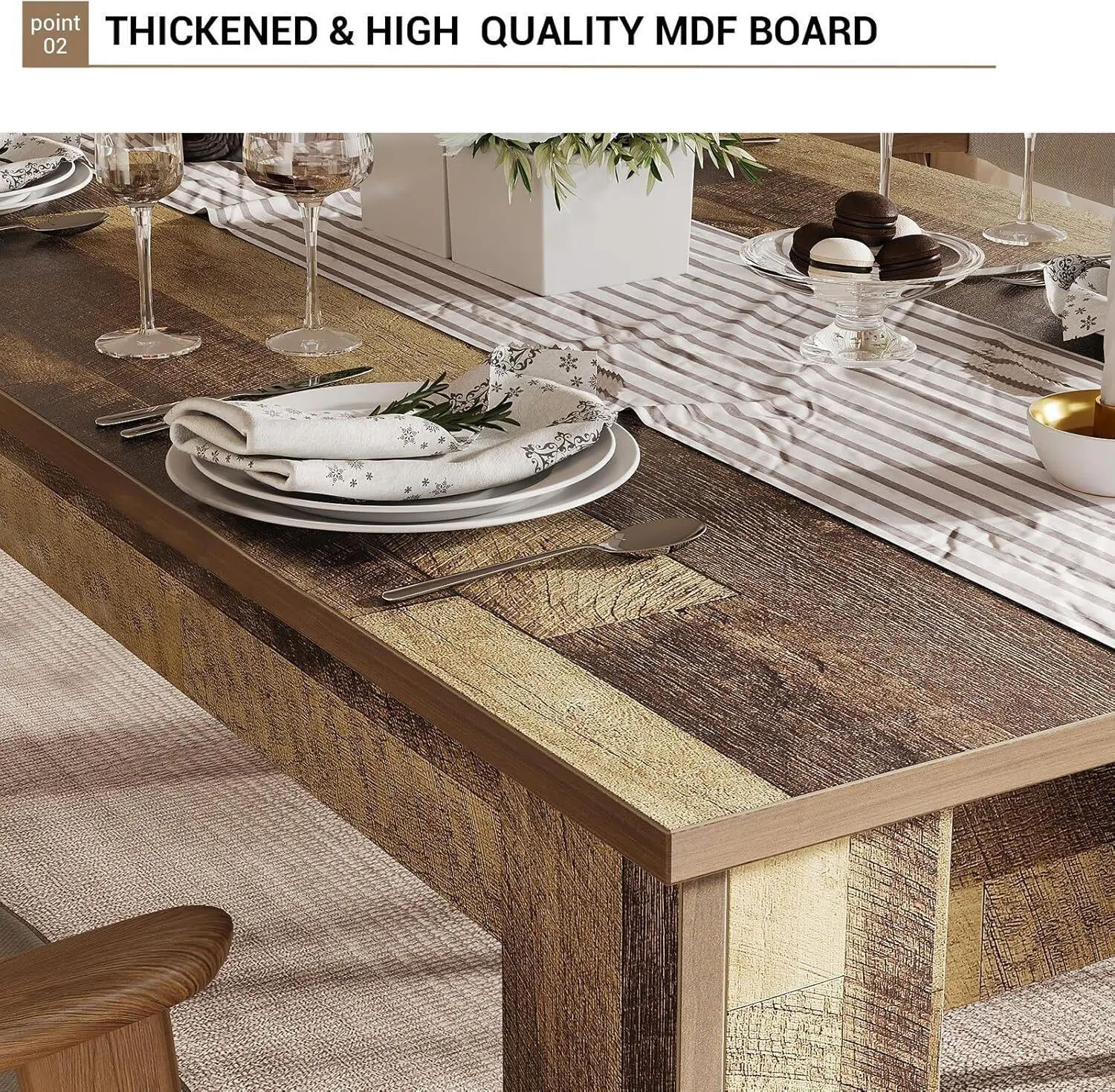 【Christmas Gift】Dining Table for 4-6, 63 Inch Farmhouse Dining Table, Large Wooden Rectangular Dinner Table for 4 for Apartment, Small Space，18 Natural