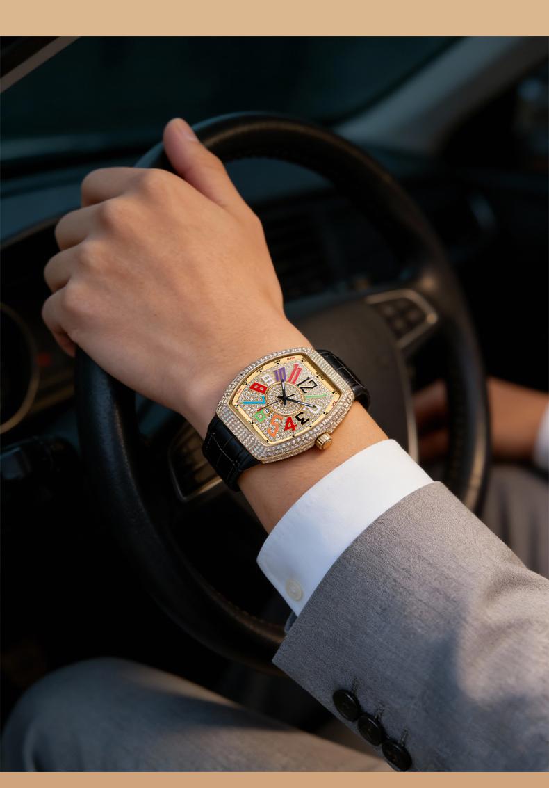 Men's Luxury Rhinestone Embellished  Watch Included Fashion Timeless ClassicWatch Flash Sale -Fashionable it is elegant, durable, and the perfect choice foreveryday wear.  with Gift Box