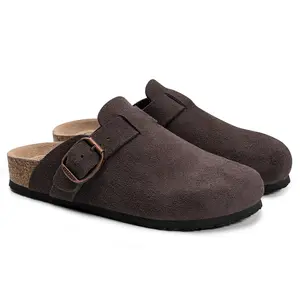 Men's Premium Outdoor Suede Clogs，Featuring Round Toe Design, Comfortable Cork Footbed, Adjustable Straps for a Custom Fit, and Excellent Arch Support, Available in Sizes 7-14