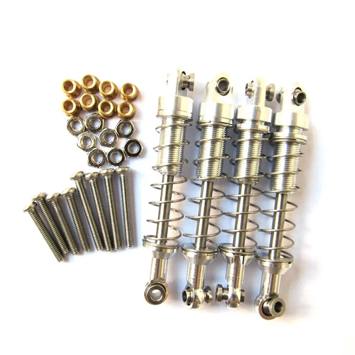 4Pcs High Quality Cool Silver Aluminum Alloy Shock Absorber Damper Mounting Accessories Set - 36g, Durable, Wear-Resistant, Fine Workmanship, Easy to Install-Remove - for WPL C14 C24 MN D90 D91 D99S Model Cars, Ideal for RC Car Users