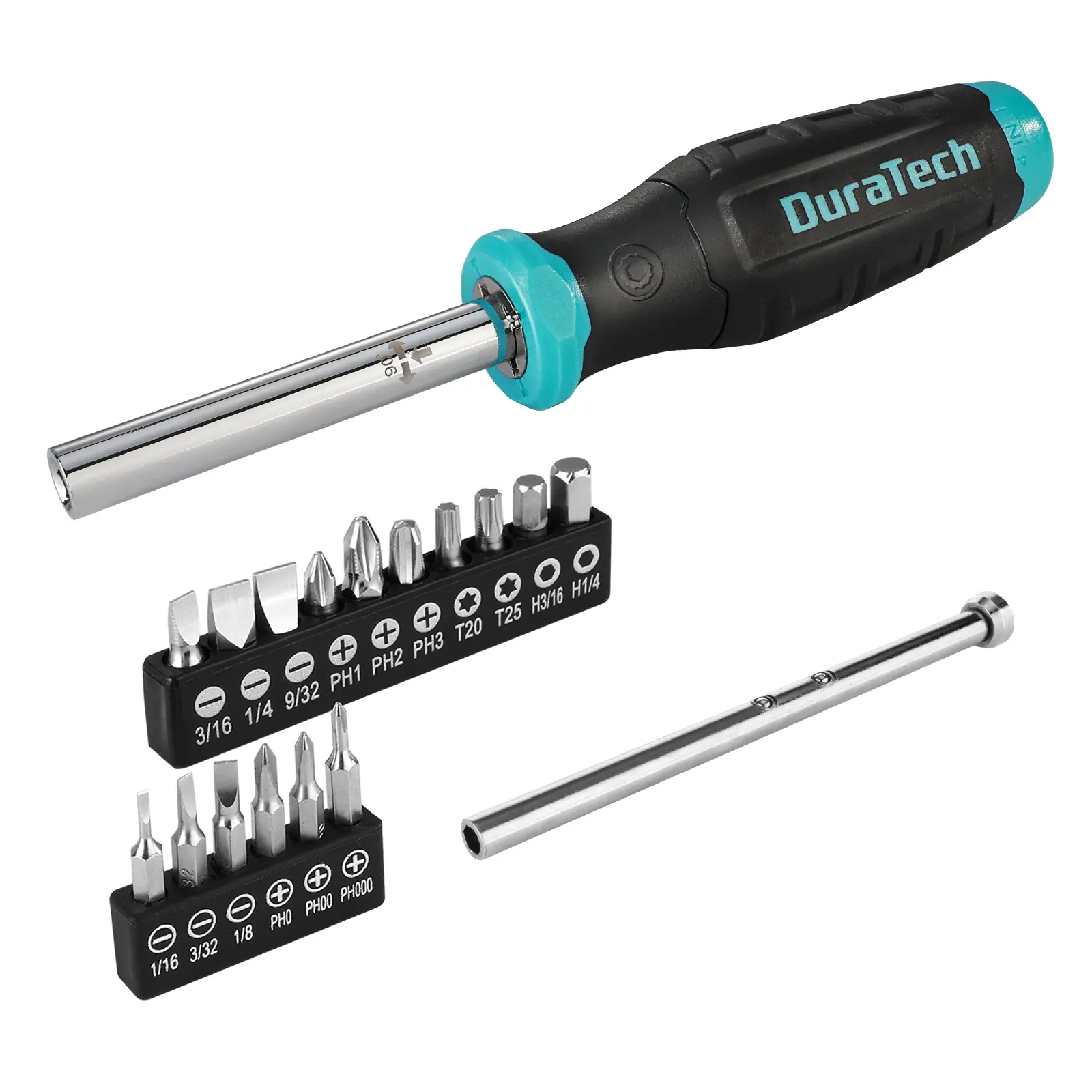 #backtoschool DURATECH Multi-bit Screwdriver Set, 18-in-1 Screwdriver with T-bar and Precision Screwdriver Stored in Shaft, Phillips/Slotted/Torx/Square, Professional All in One Tool Kit for Repairing