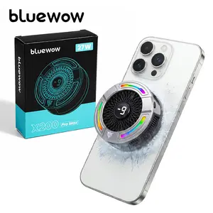 BlueWow Magnetic Phone Cooler with Smart Temp Control, RGB Light & Clip - 3-Speed Cooling, Low Noise USB Fan, 5V 3A Cable, Adjustable Clips, Protection Films for MagSafe iPhone 15/16 Pro Max, Samsung Device, iPad Gaming