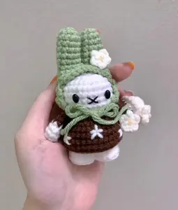 Bunny Miffy Handmade Crochet Lifestyle Keychain Bag With Charm, handmade Keychain crochet, Gift For Her, Handmade crochet Keychain