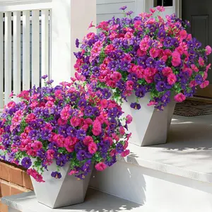 24 Bundles Outdoor Artificial Flowers, Spring Summer Porch Decoration, Realistic UV Resistant Silk Plants, Garden Patio Home Decor, Home Accessory