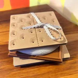 S’mores Coasters - Decorative Tableware with S'mores Design and Ribbon Accents
