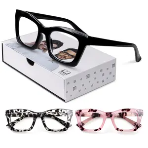 ZOELEAD 3 Pack Reading Glasses for Women Blue Light Blocking Reader Spring Hinge Computer Eyeglasses Oprah Square Fashion Anti Glare Reading Glasses