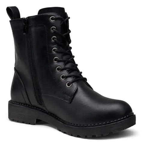 Ladies' VEPOSE Waterproof Military-Style Combat Ankle Boot Footwear, Elegant PU Booties with Adjustable Laces, Inner Zipper, Non-Slip Sole, Flat Heel (1 cm or less), Mid-Calf Option, Walking Shoes for Daily Leisure & Business Use,outdoorfun