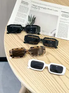 Women's Geometric Frame Sunglasses, Vintage Solid Color & Contrast, Lightweight Comfort Fit Colored Lenses, Perfect for Travel Photography