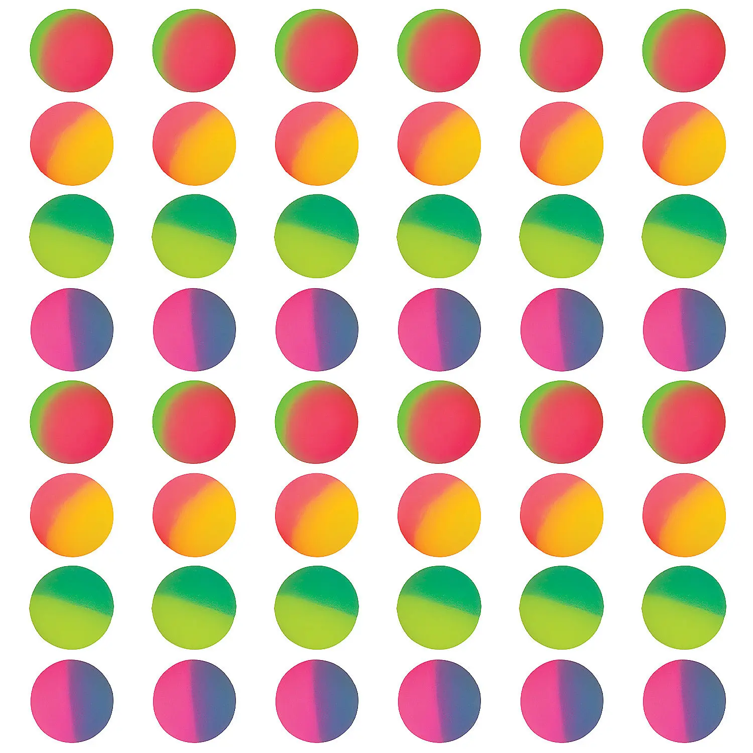 1" Bulk 48 Pc. Mini Icy Two-Tone Rubber Bouncy Ball Assortment