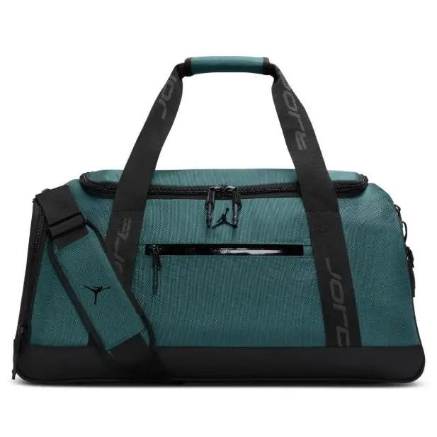 Jordan Brand Teal Duffel Bag with Black Straps and Pockets for Travel and Sports MA0913-EI8