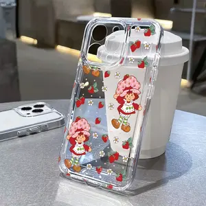 Strawberry Shortcake Phone Case Casing for iPhone 17 16e 16 15 14 13 12 11 Pro Max Mini Air XR XS X 7 8 Plus, Transparent Tpu Soft Cover for Protection, Accessories