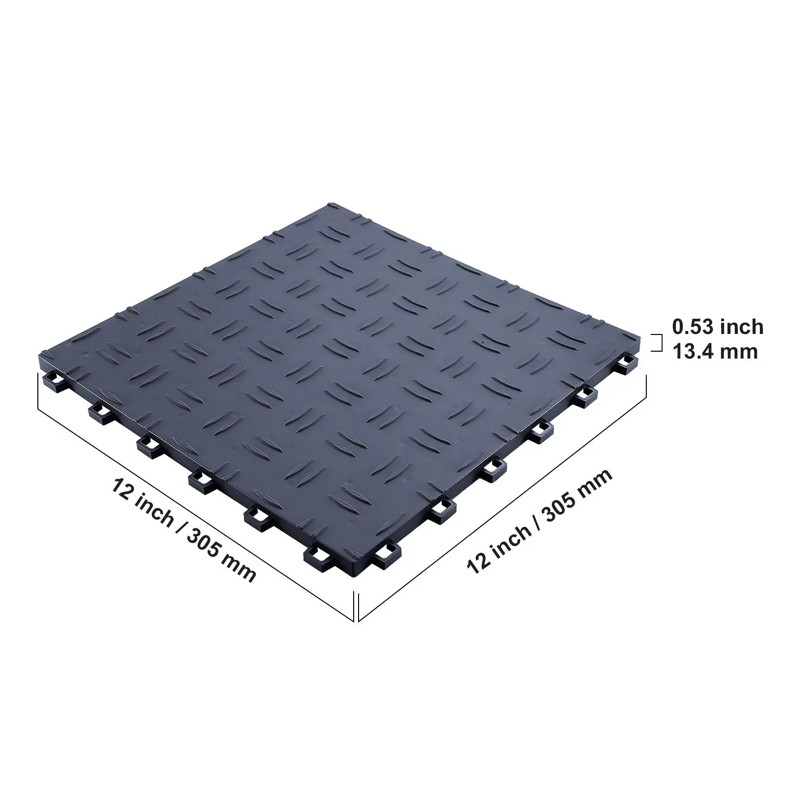 【Summerfinds】VEVOR Garage Tiles Interlocking, 12 x 12 x 0.53 inch 25 Pack Garage Floor Covering Tiles, Non-Slip Double-Sided Texture Garage Flooring Tiles, for Garages, Basements, Repair Shops, Graphite Gray