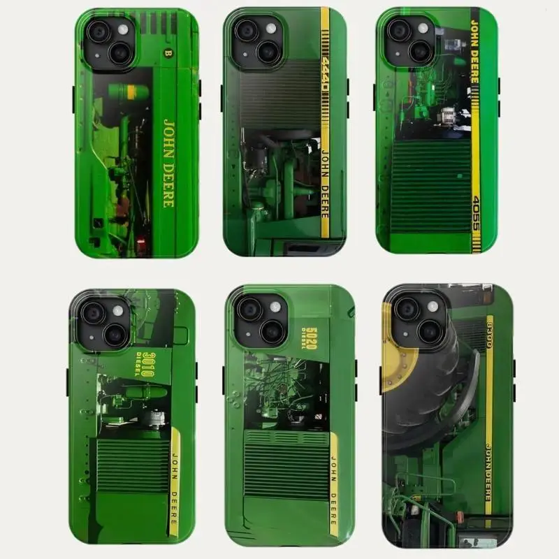 JD Green Tractor Smartphone Case, Farmer Country Tough Protective Casing, Cellphone Accessories with Reliable Protection for iPhone 11-17 Pro Max/Plus & Samsung Galaxy S23-S25