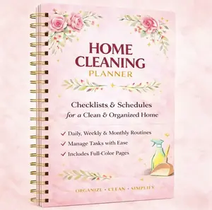 Home Cleaning Planner & Checklist Book for Women Adults Daily Weekly Monthly Cleaning Schedule Organizer with Lists Spiral Bound Durable Design