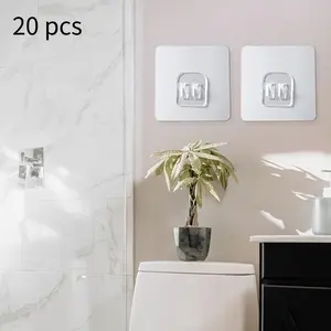 20pcs Wall Mounted Adhesive Hook, Under Wire Shelf Rack Holder, Insert Clamp Organizer Decor Bracket For Hanging Key Accessories, Household Storage Organizer Fro Bedroom, Bathroom, Kitchen, Office