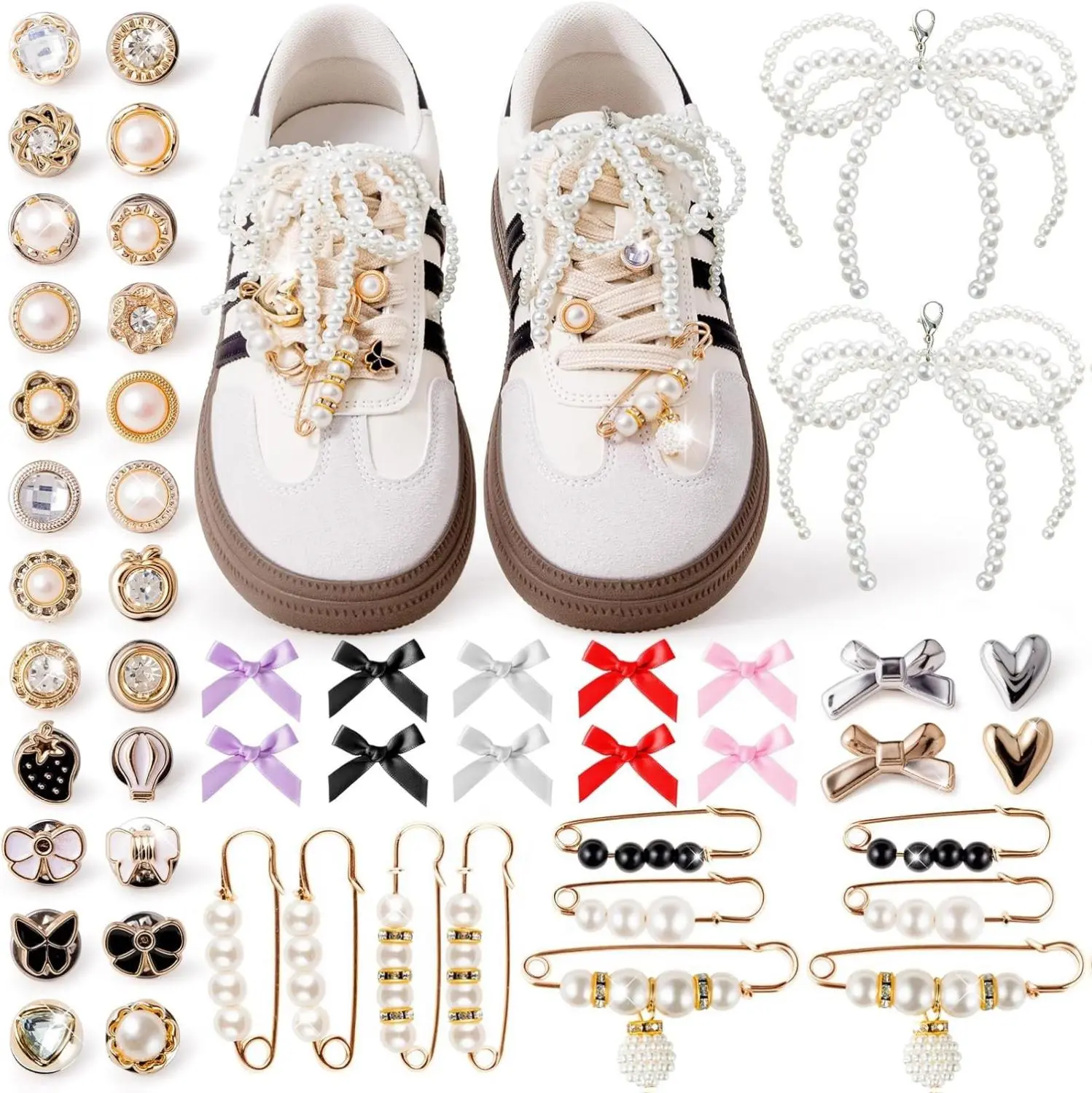 50Pcs Sneaker Shoe Charms – Stylish Shoelace Charms for Women, DIY Sneaker Accessories for Unique Looks