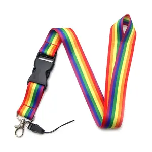 LGBT Rainbow Pride Neck Strap Lanyards Keychain Badge Holder ID Credit Card Pass Daily Use Hang Rope Lariat Lanyard for Keys Accessories Gifts Key Holders Aesthetic Keychain